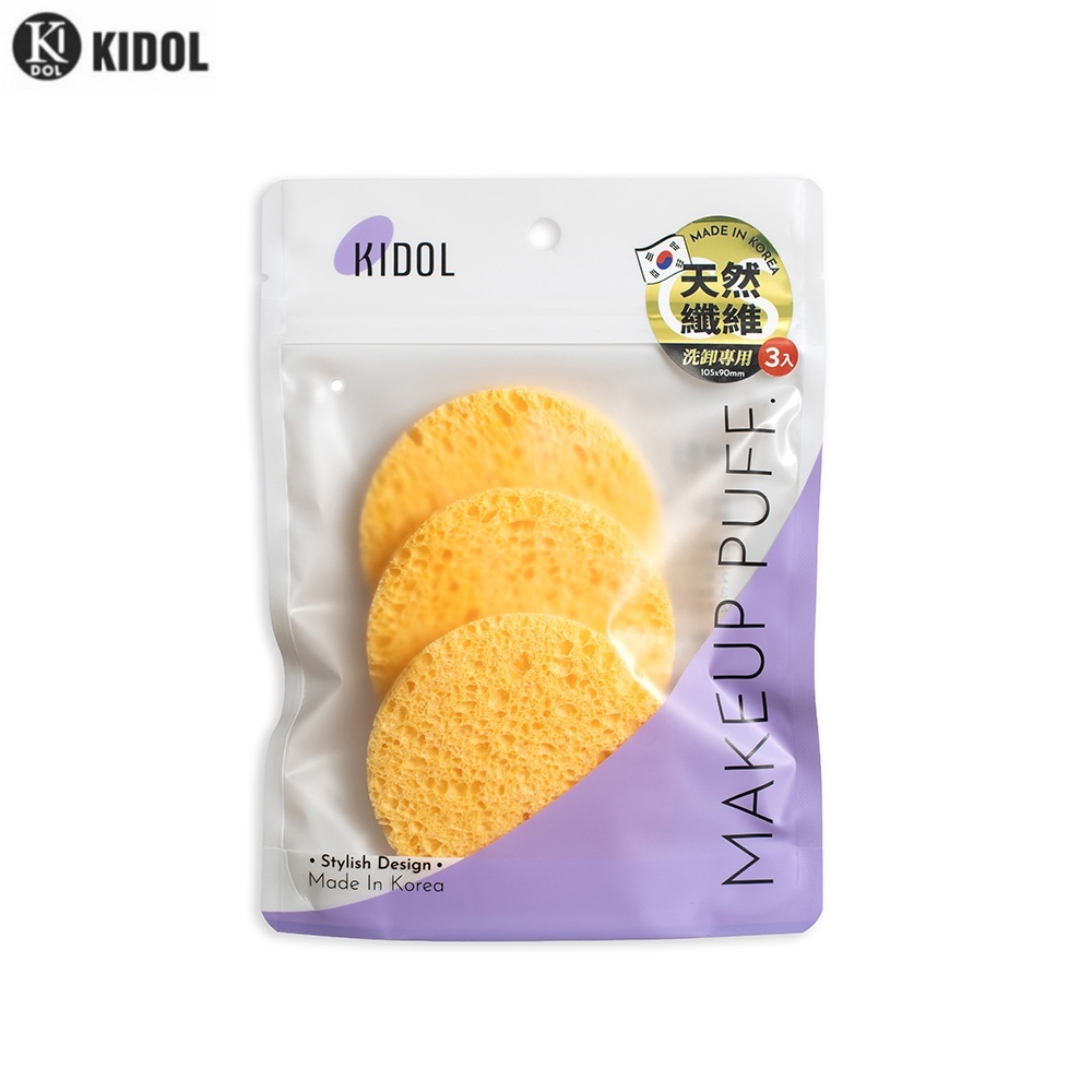 Korea KIDOL Wood Pulp Face Wash Sponge (Small) 3pcs 80966 [Official Flagship Store] Face Sponge