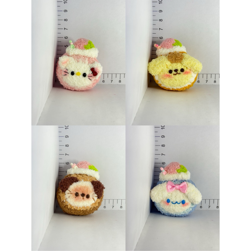 0828 Handmade Wool Doll Knitting Crochet Finished Product Cinnamon Big-Eared Dog kitty KT Pudding Siamese Cat Charm