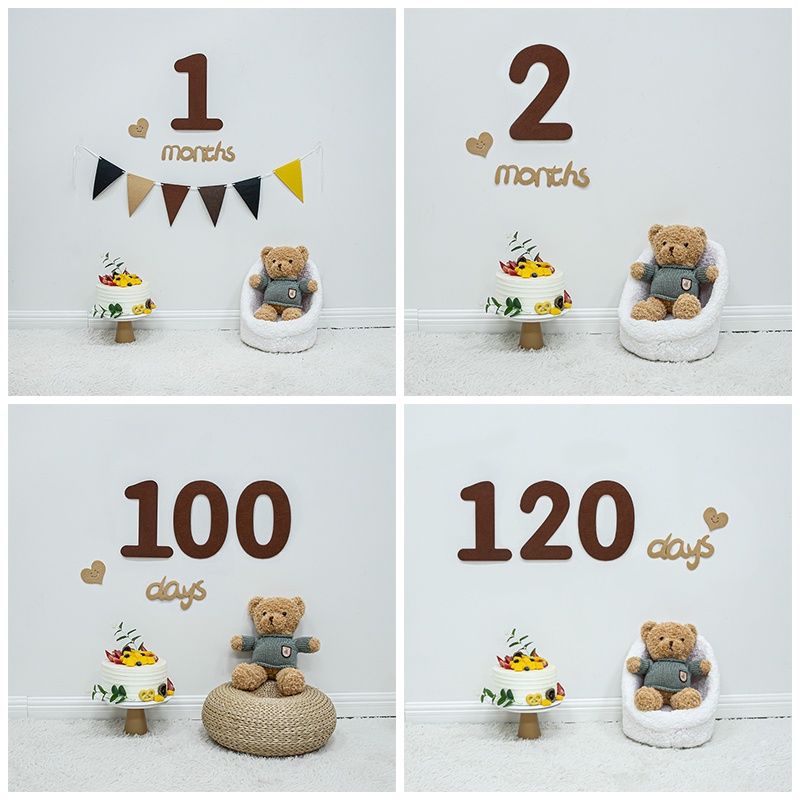 Ins Newborn Baby Announcement Cards Record 30 100 Days Pregnancy Journey Milestone Marker Non Woven Monthly Photo Props Garland Banner