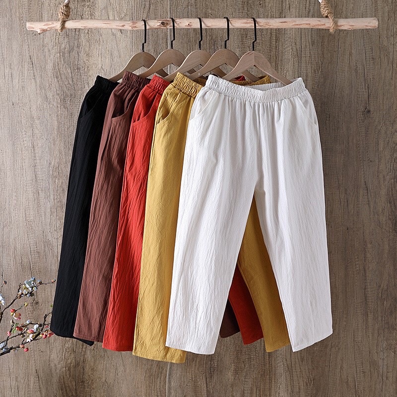 Baggy crotch pants_women's shorts with elastic waist in many colors, big size, super hot Japanese scratched material, code 823