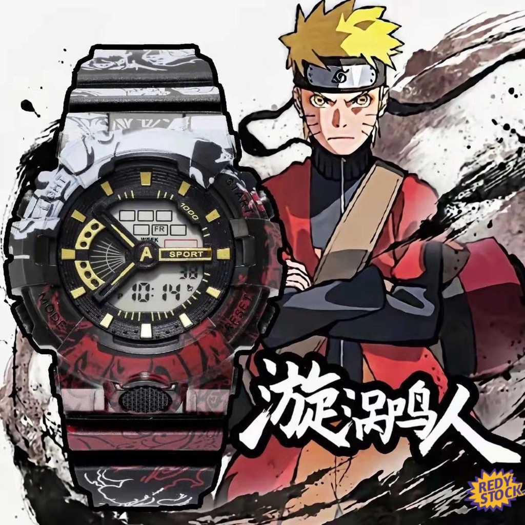 【High Quality】❀ jam tangan budak lelaki Naruto Anime Watch Men's and Women's Sports Youth Smart Black Technology Trend Handsome Primary School Children's Electronic