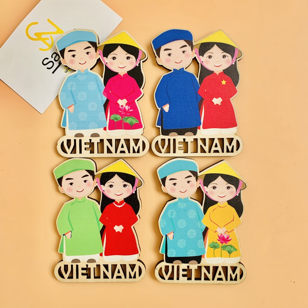 Refrigerator Magnet bag Pairs Of Vietnamese Souvenir Wood Material