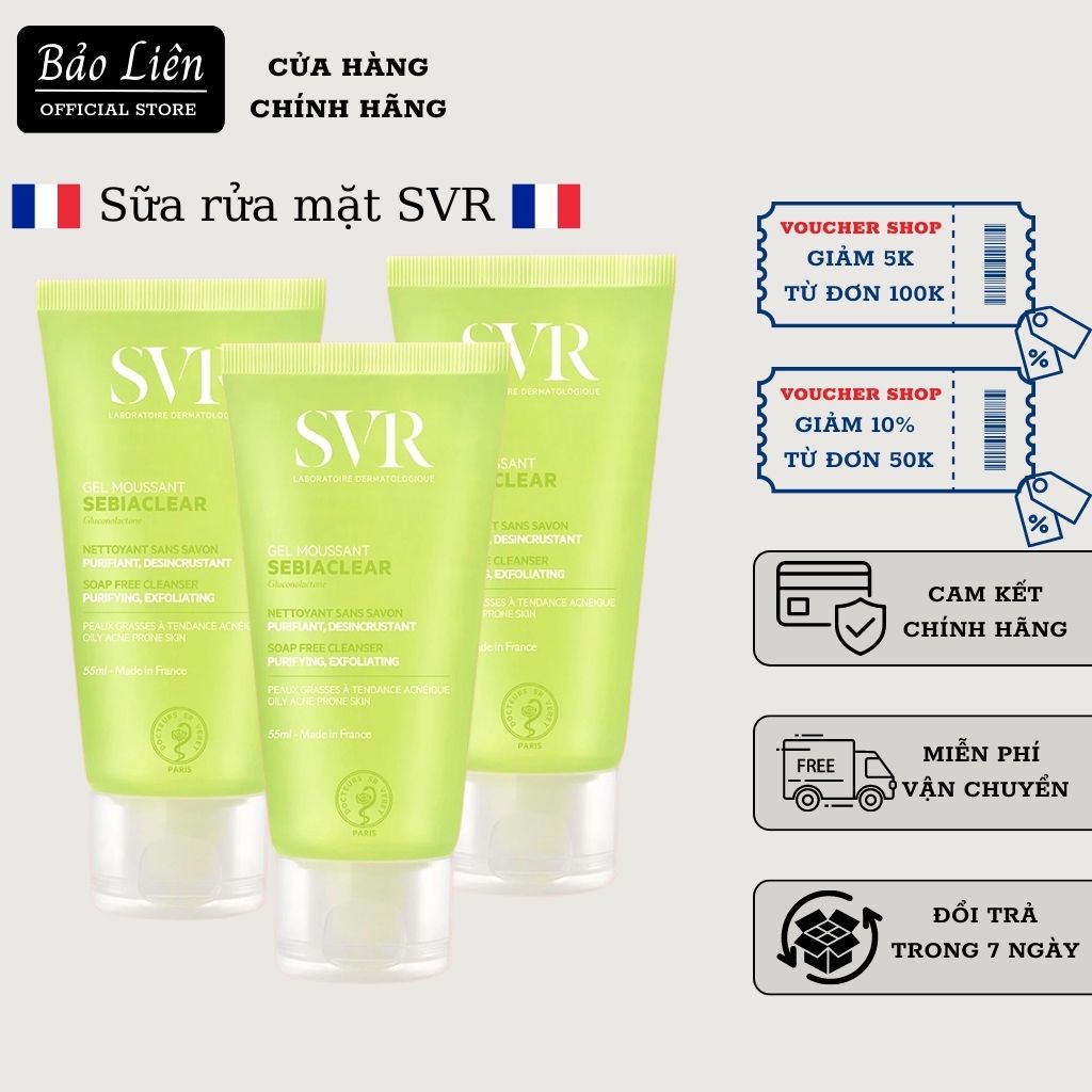 Facial cleanser for oily and acne-prone skin SVR Sebiaclear Gel Moussant 200ml, genuine facial cleansing gel