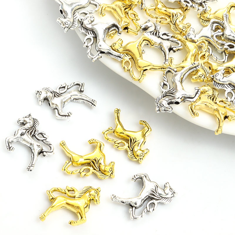 Horse Alloy Charms Antique Gold Antique Silver Animal Metal Pendants DIY Necklace Jewelry Accessories 10pcs