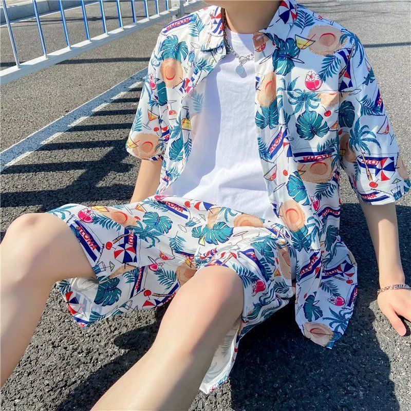 Hawaiian shirts summer beach outfit male thin Shirt, the s Floral Shirt  Suit Men Style Sanya Travel Couple Large Size Loose Casual Five-Point Pants  yk313 | Shopee Malaysia