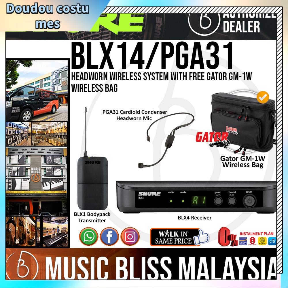 O B W P T V Shure BLX14/PGA31 Headworn Wireless System, BLX4 Receiver