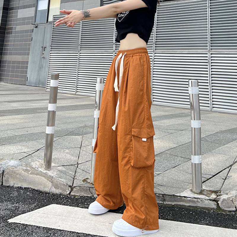 cargo pants women seluar slack wanita Japanese Style Street Pants oversize Loose Wide-Leg Overalls Men Women ins Wear Dance Floor-Mopping Trou