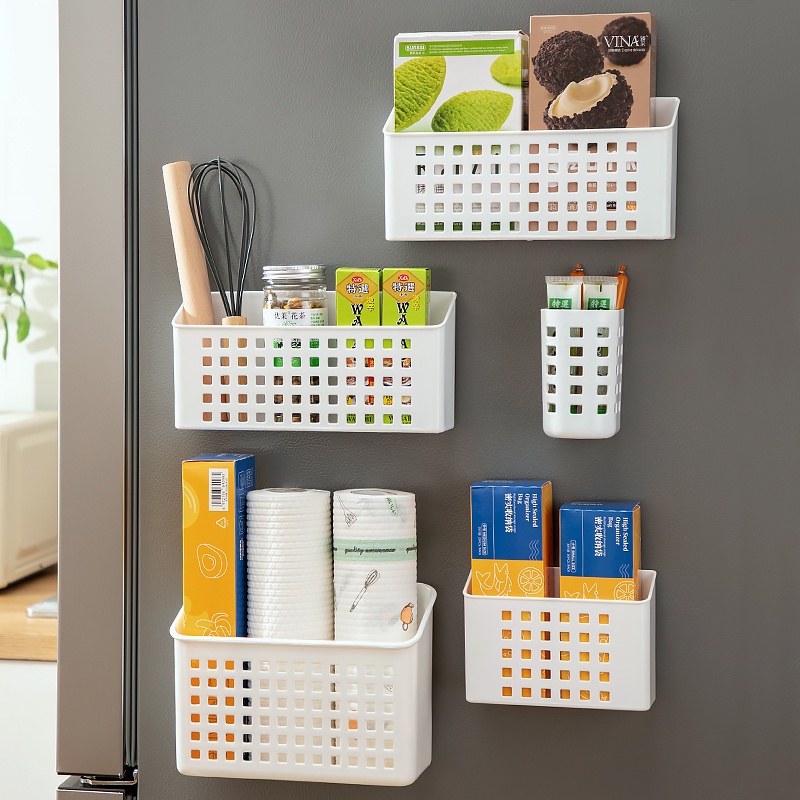 Refrigerator Magnetic Storage Box Storage Box Storage Box Storage Wall-Mounted Storage Box Storage Basket Storage Tidy-up Side Storage Rack Plastic Wrap Storage Rack Hanging Magnetic Kitchen Side Wall-Mounted