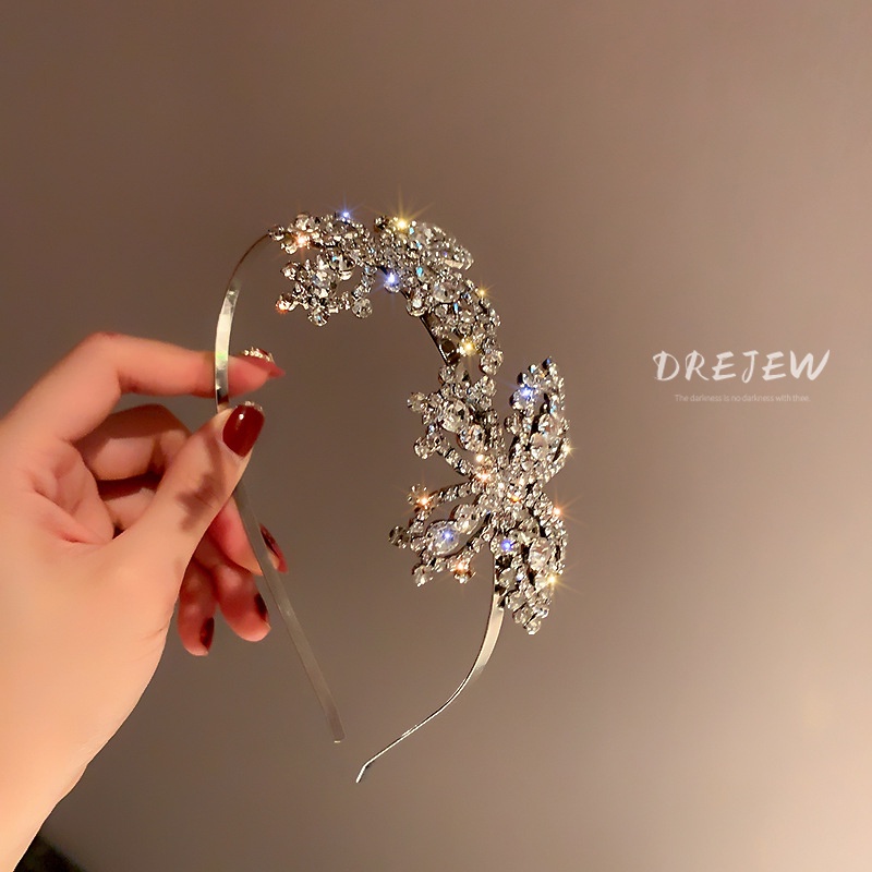 DREJEW Fashion Simple Unique Trendy Headband Spring New Style Full Diamond Butterfly Design Hair Accessories Women