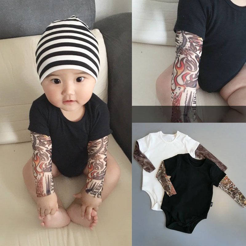 ✿ HOTSELLING ✿ baju budak lelaki set baju budak lelaki ❣Boys' Baby Flower Arm Tattoo Long-sleeved Girls' Summer Mother's Flower-sleeved Hats Wrap Fart Clothes♜