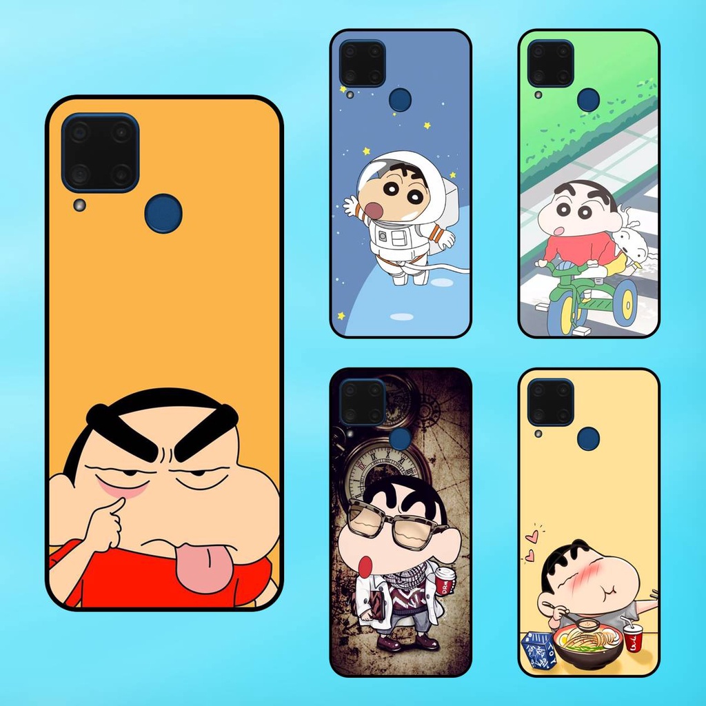 Realme C15 phone case with black border Shin Cute Pencil Boy