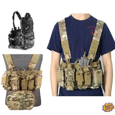 【Ready Stock】❀ Tactical vest Adjustable Military Combat MC all-terrain rice color lightweight D3 tactical vest protective vest chest hanging outdoor cosplay field equipment