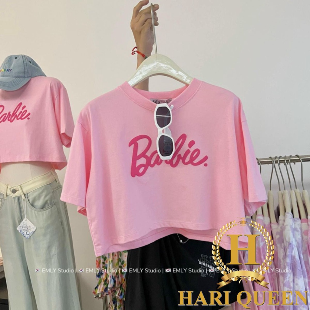 Pink Barbie croptop Wide form hot Model 2023 HARIQUEENFASHION