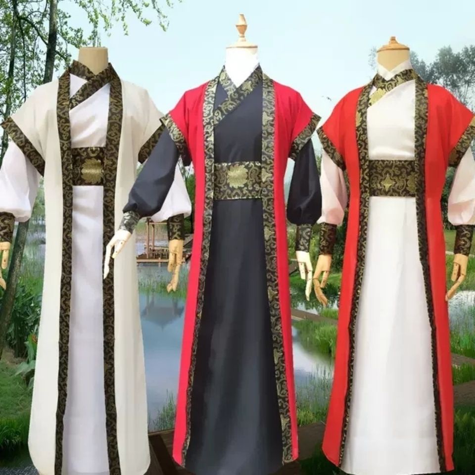 A male scholar in ancient attire, wearing a straight train and a cloak, is a swo ancient Costume male scholar Nao Yan Da Yan Qin Dynasty Spring Autumn Swordsman Guest Xiucai Tang Suit Hanfu Student Graduation Adult Gift 23.12.16