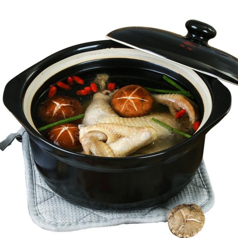 Super Heat Resistant KANGSHU Clay Pot For Firewood Stove Gas Stove, Microwave, Infrared Stove, Fish Storage, Meat Stew, Rice Cooking - 2.4 Liters