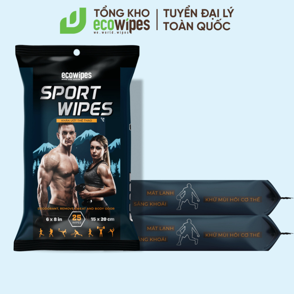 Genuine Sport EcoWipes body cooling wet wipes, pack of 25 sheets, cool and alert mint flavor Flashsale99k