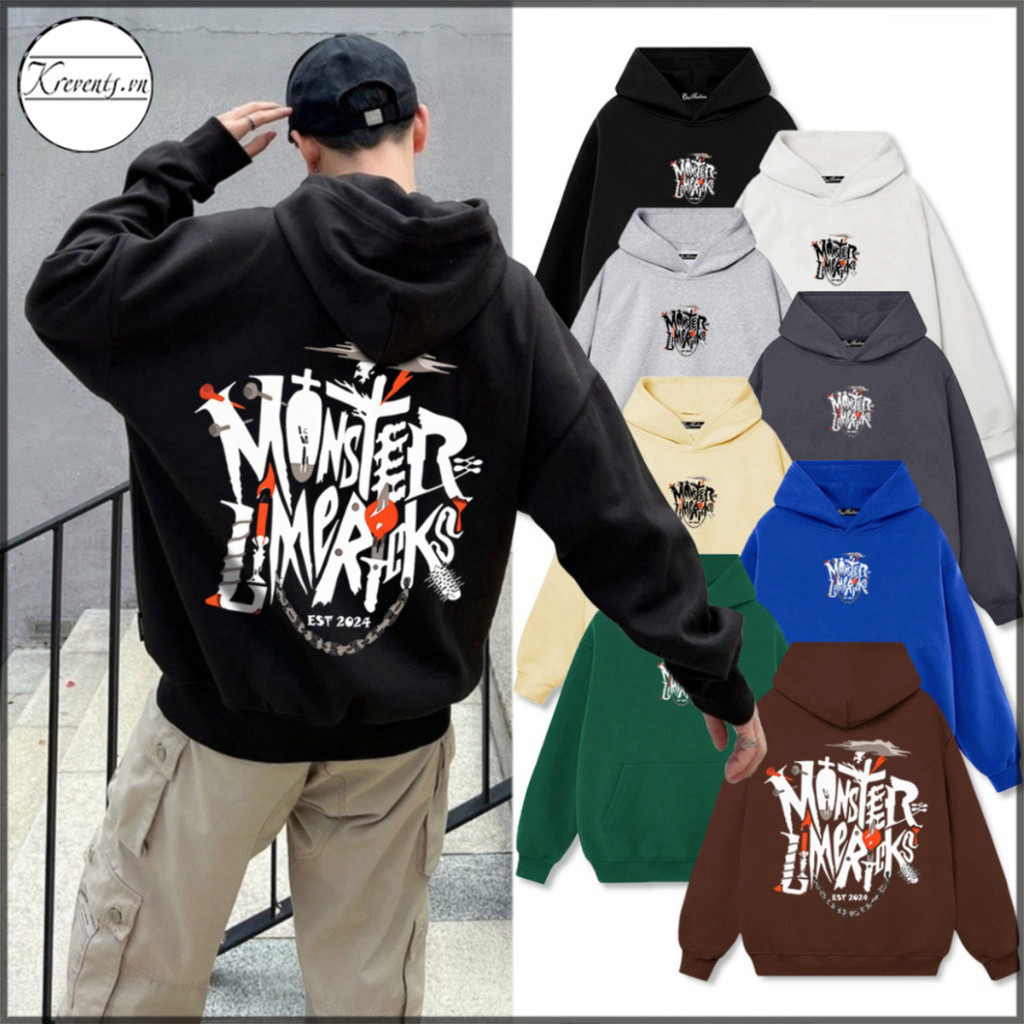 Local MONSTER Local Brand Local Hoodie Extremely Thick Cotton Felt Unisex Wide form (KR9620L - Genuine Product)