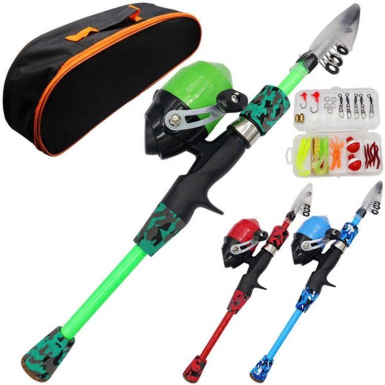 Cheap lure fishing combo set includes rod, reel, bait and carrying bag 526mnzxx789