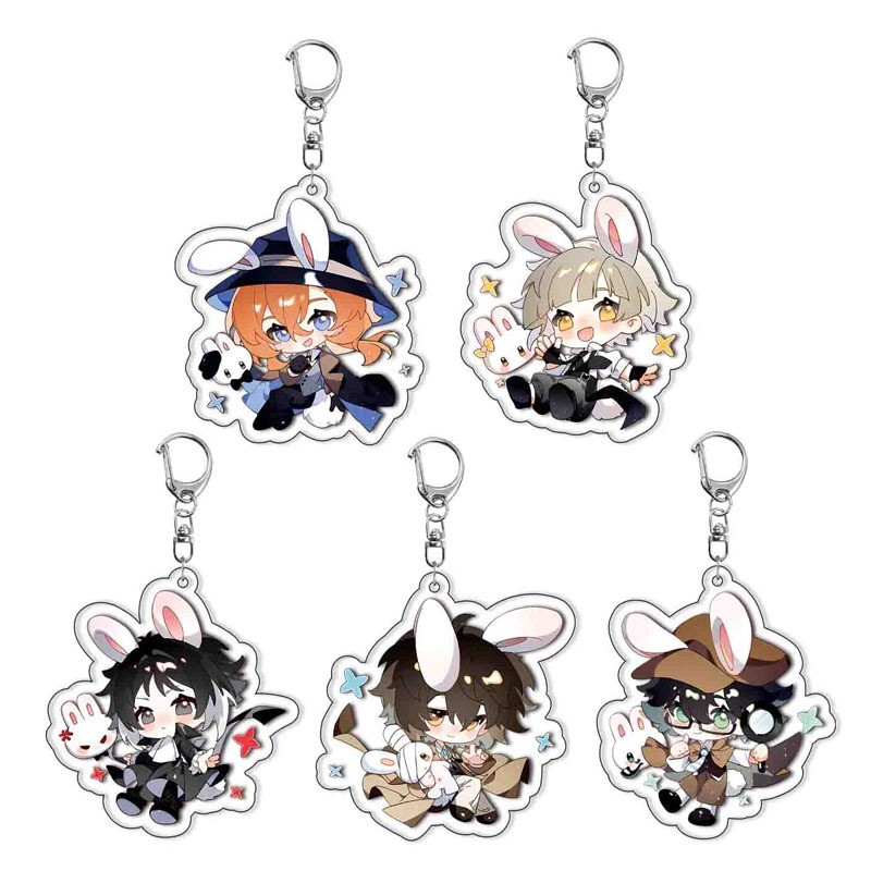 (RABBIT) Bungou Stray Dogs keychain Van Hao Luu Lac mica in acrylic anime chibi N80