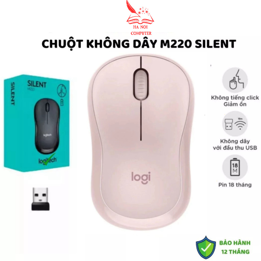 Logitec M220 Silent Aphavin Wireless Mouse - 90% Noise Reduction, USB, Free Battery, Suitable for PC/Laptop