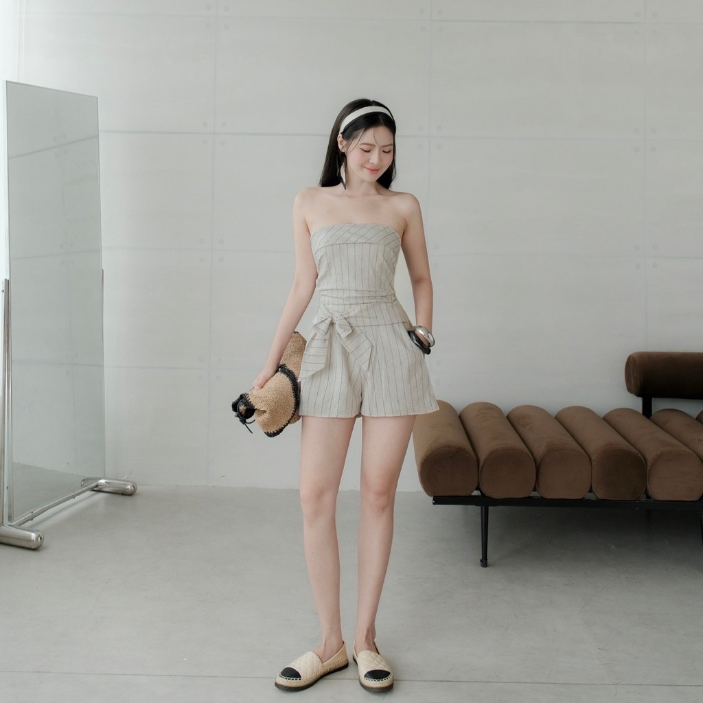 Jump HALLIE - Linen Jumpsuit with Smoking Bow Back GOLA DESIGNS