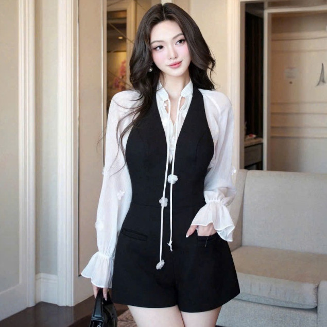Women's outfit set for going out, elegant and gentle jumpsuit set with beautiful shirt 1191 (Z1) N.c