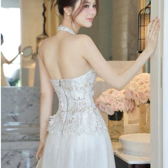 Luxurious lady's dress, muse long dress, beautiful women's long dress with halter neck 735 (Z4) Mi.
