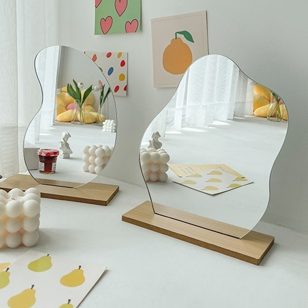 Shatterproof mirror for room decor shaped like clouds, mango seeds and moon