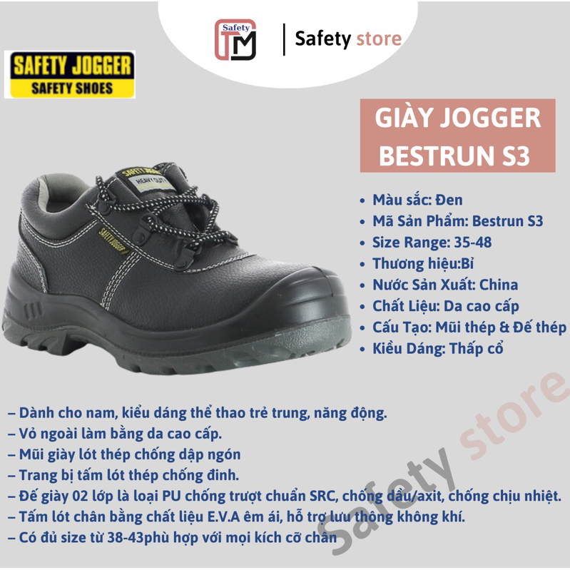 Jogger Bestrun S3 men's work safety shoes, cowhide, nail/water/slip resistant Construction and factory shoes, (GENUINE)