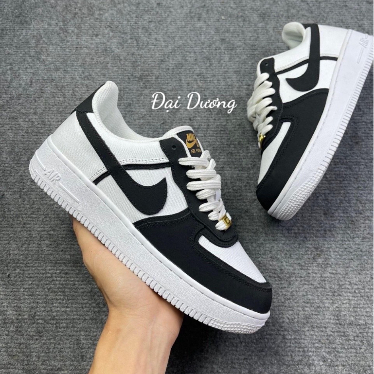 Air force 1 custom Canvas Sneakers In Black AF1 Premium hot Sole Black And White Fabric 2023