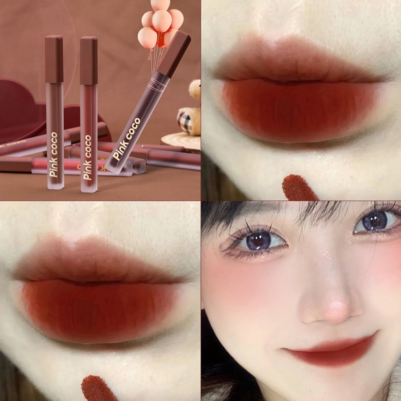 Pink COCO matte lipstick, moisturizing, waterproof, anti-dry lips