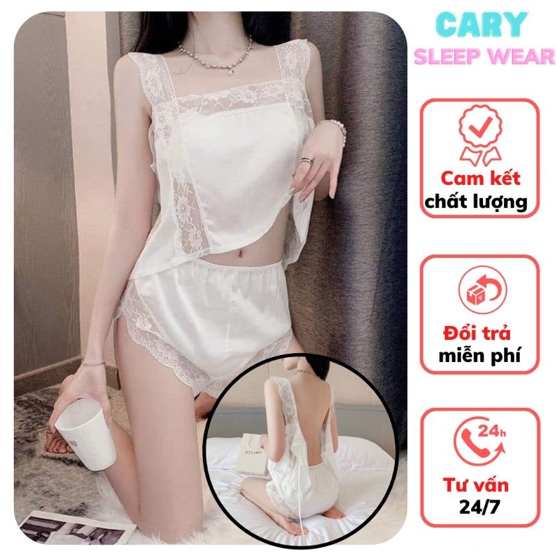 Very beautiful and cool 2-piece silk and lace pajamas set, CARY sexy large two-piece pajamas set for home wear