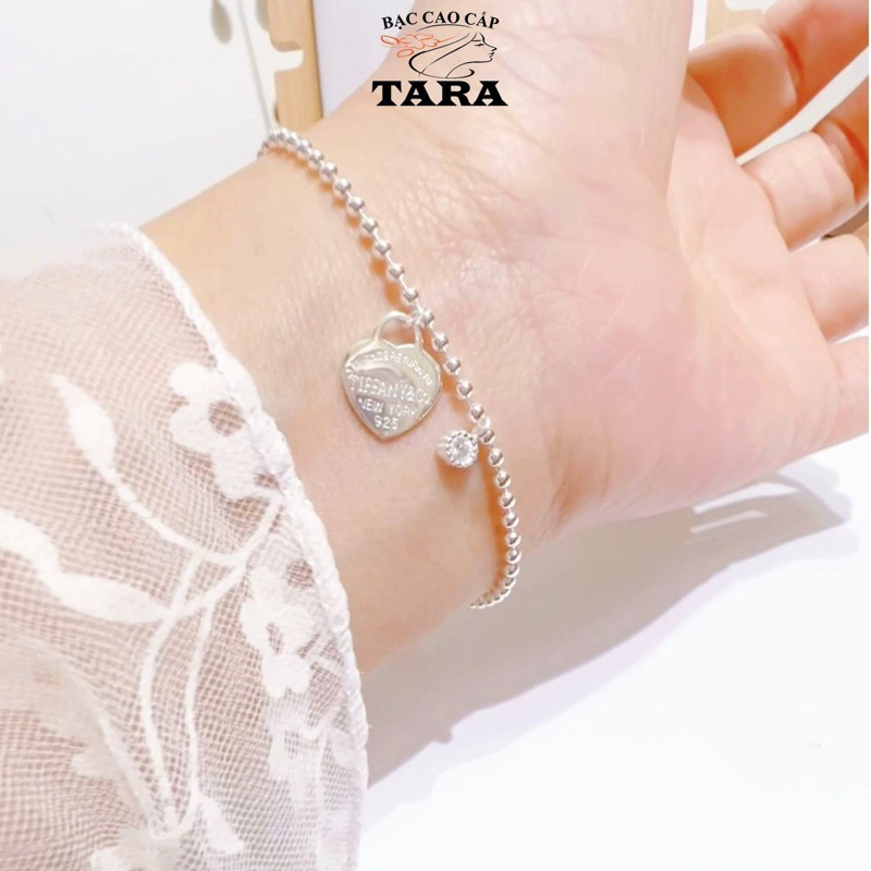 TARA High Quality Silver Bracelet, Women's Bracelet with mic Charm Heart, Youthful and Personalized Style