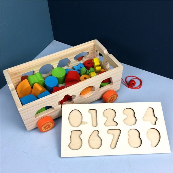 Toy Tractor Drop Number, Smart Wooden Number Drop Toy For Baby