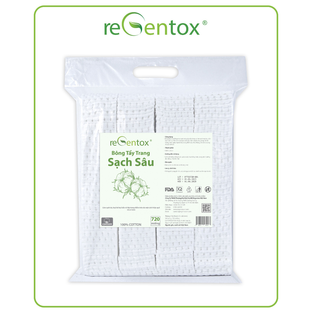 Regentox 720 honeycomb makeup remover cotton pads