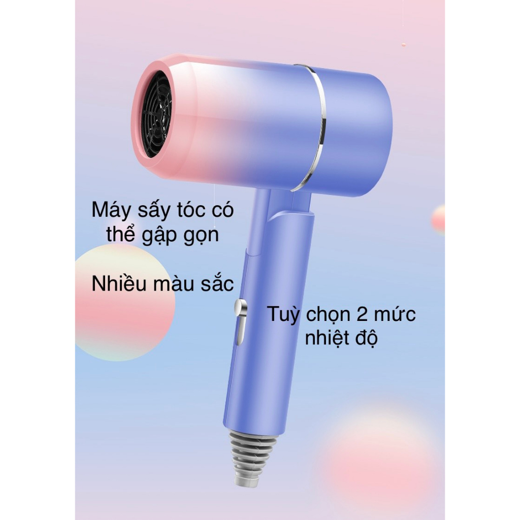 Portable mini foldable hair dryer, blue light hair dryer for hair care