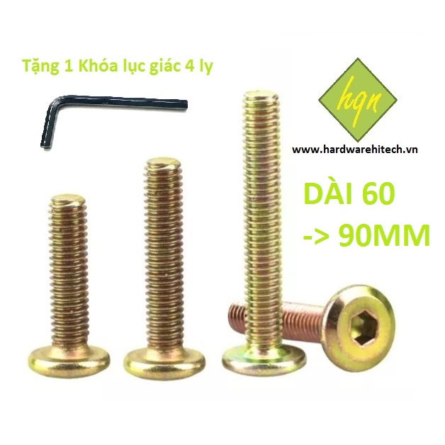 (Bag Of 50) M6 Countersunk Hex Bolts Length 60 -> 100 mm / M6 BOLT / Yellow LGC SCREWS / 6mm countersunk hexagon
