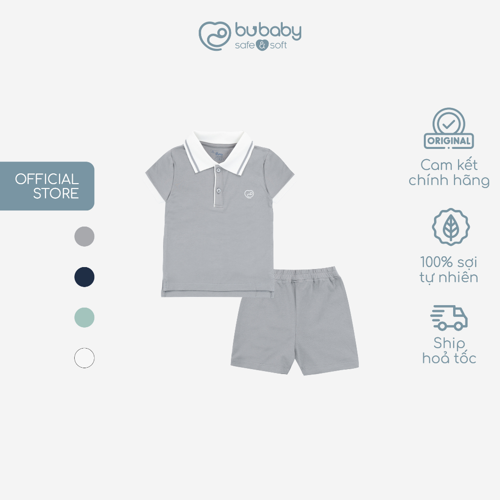 Polo BU Baby short-sleeved Baby clothes set made of bamboo fiber and organic cotton - Ponie BPN130308 | Genuine clothing