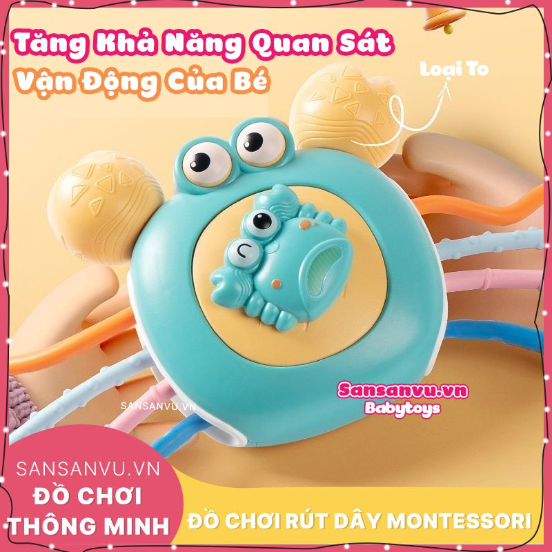Montessori Crab Toy with Silicone Rope to Train Baby's Intelligence and Fine Motor