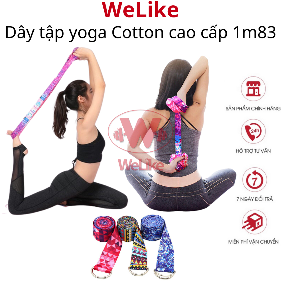 Welike Yoga Strap - High quality Cotton strap 183x3.8cm long supports difficult movements to increase flexibility for the body, super durable