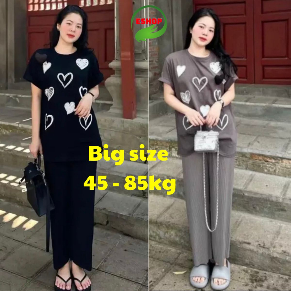 Beautiful and Luxurious Women's Clothing Set Big Size ESHOP Home Furnishings Set Cute and Pretty Wide Leg Shirt and Pants for Going Out DB068