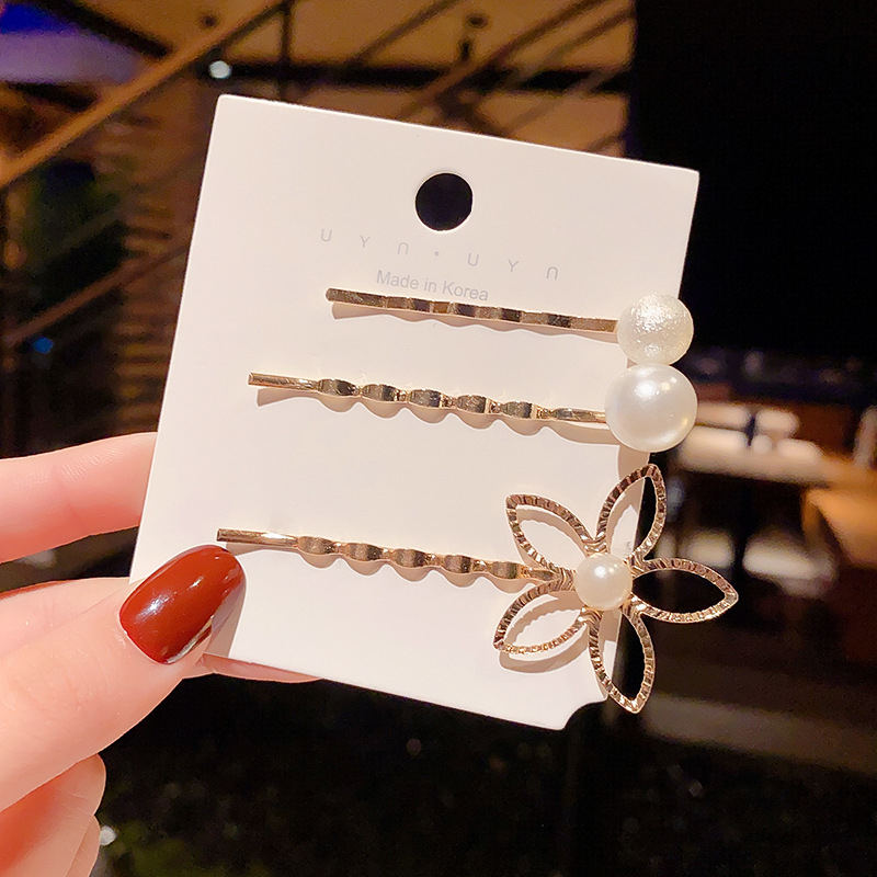 Set of 3 cute and cute Korean fashion jade flower hairpins