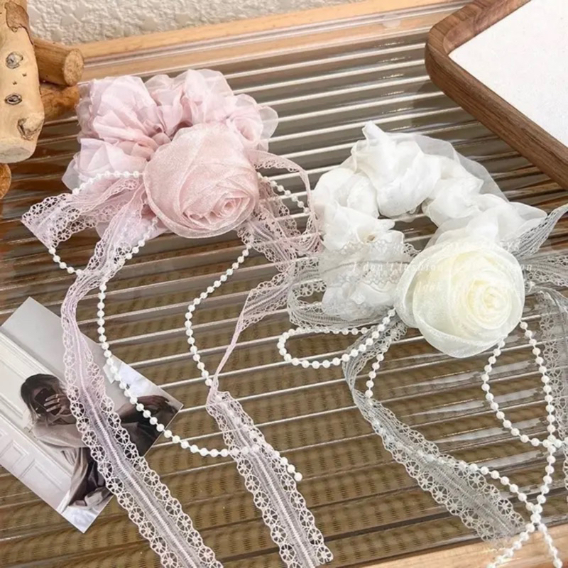 Elegant rose hair tie