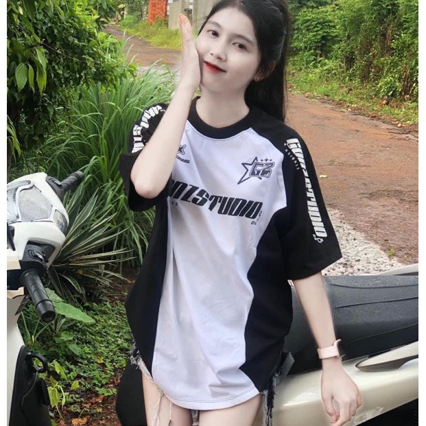Unisex men's and women's t-shirt with loose form and loose sleeves printed with the word GOODSTUDIO, Korean style M1120