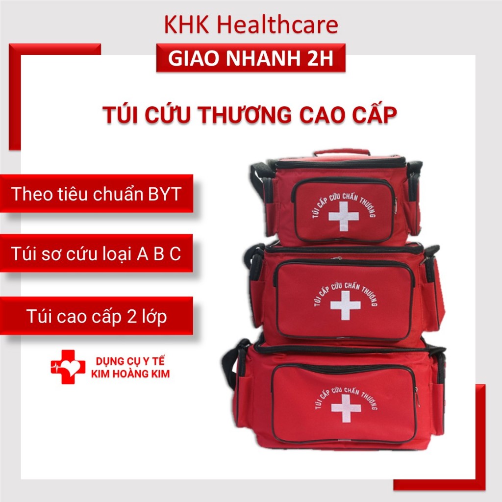 First aid bag size S/M/L, red, durable and beautiful, definitely meets the Ministry of Health standards