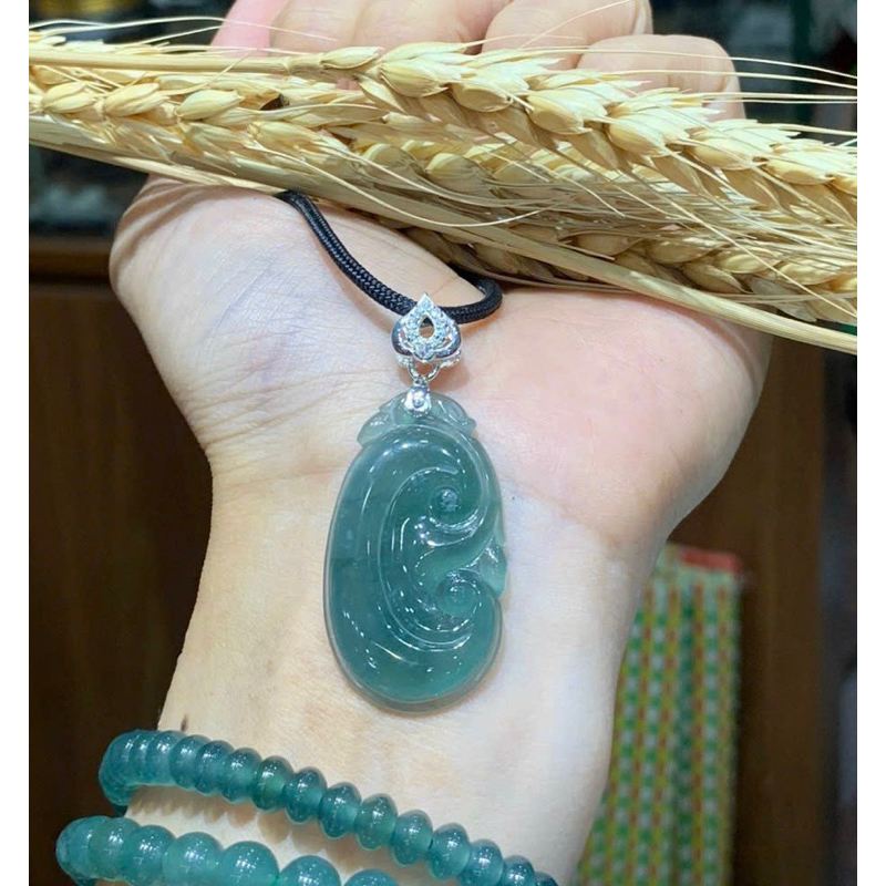 (free strap) Turquoise jade pendant with silver hook, and ng10k