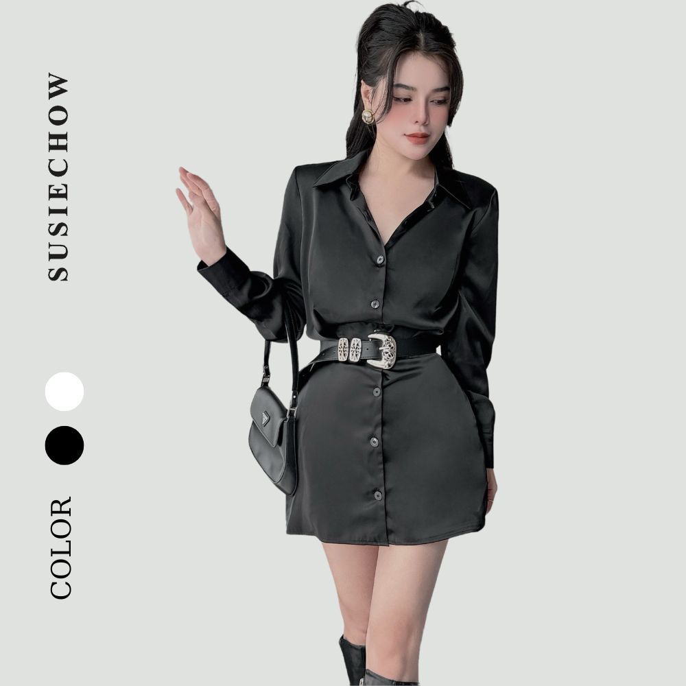 Jumpsuits with ancient German silk shirts with CC belt, worn for going out, going to parties, going to work | Xkj06 | Susiechow