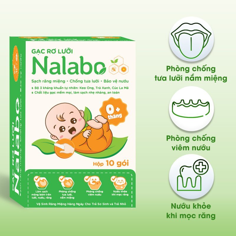 DK Pharma Tongue Cleaner - Nalabo Cleans Baby's Teeth, Tongue, Gums and Oral Cavity - Box of 10 packs
