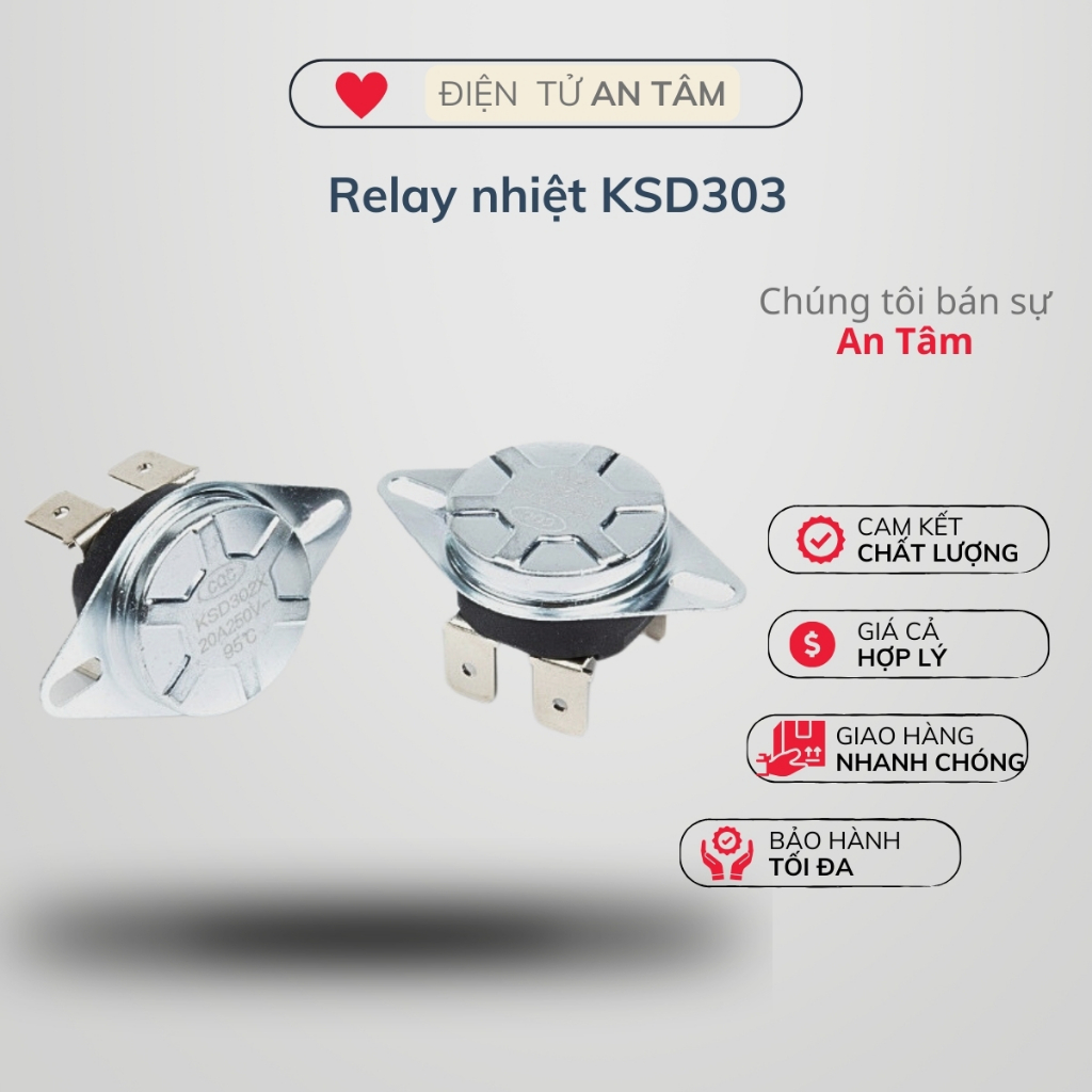 Thermal Relay KSD303 95 degrees 16A 250V normally closed good quality An Tam Electronics