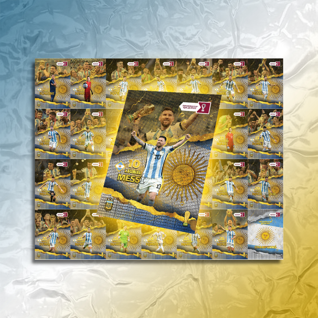 Set of 27 Argentina Champions 2022 WC Football Player Cards | Lionel Messi M10 Dybala Alvarez Di Maria Otamendi